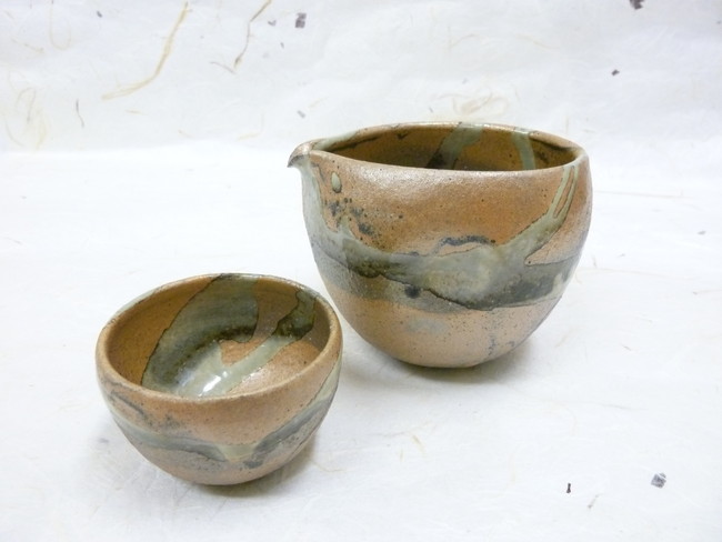 信楽焼　いぶし緋色　片口酒器セット