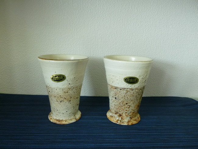 信楽焼　荒渕粉引カップ