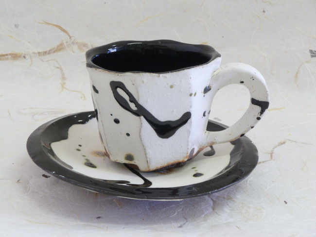 丹波焼　丹波コーヒー碗皿(黒)