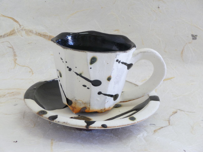 丹波焼　丹波コーヒー碗皿(黒)