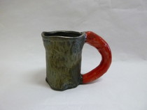 丹波焼　丹波赤釉手付マグ