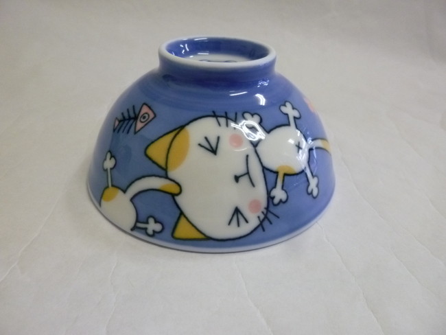 美濃焼　ブルーネコ茶碗