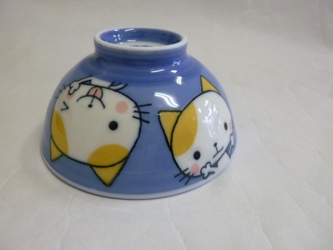 美濃焼　ブルーネコ茶碗