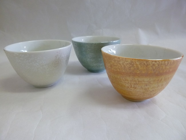 美濃焼　パール彩ボール　白・オレンジ・グリーン