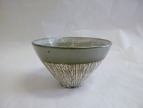 美濃焼　櫛目彫多用碗　グレー