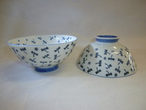 美濃焼　小雪とんぼ茶碗(青)