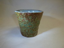 美濃焼　織部タタキ面取カップ