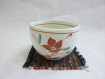 美濃焼　赤絵桔梗姫丼