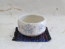 美濃焼　平安桜ミニ抹茶碗　(青)