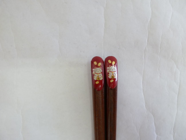 若狭塗　箸　金座招き猫