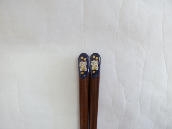 若狭塗　箸　金座招き猫