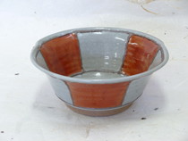 京焼　赫三郎窯　筒描赤絵剥し手　多用深鉢